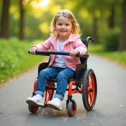 photo d'une petite fille handicapée en fautieul roulant - Emmanuel-SOS-Adoption -
